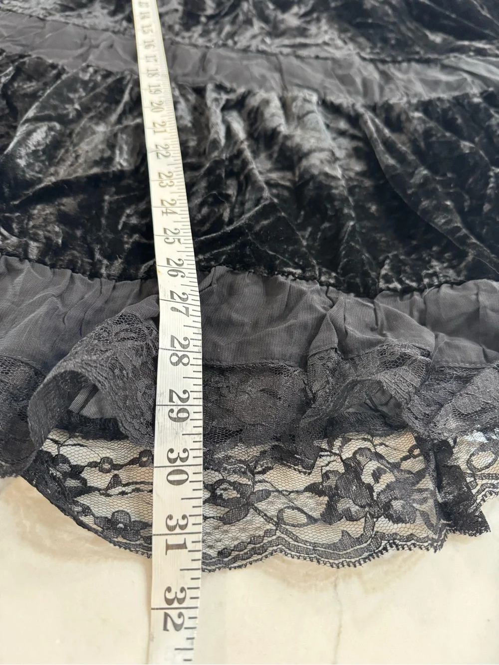 Vintage Apostrophe Tiered Velvet Lace Pull On Maxi Skirt Whimsigoth Fairy 1X